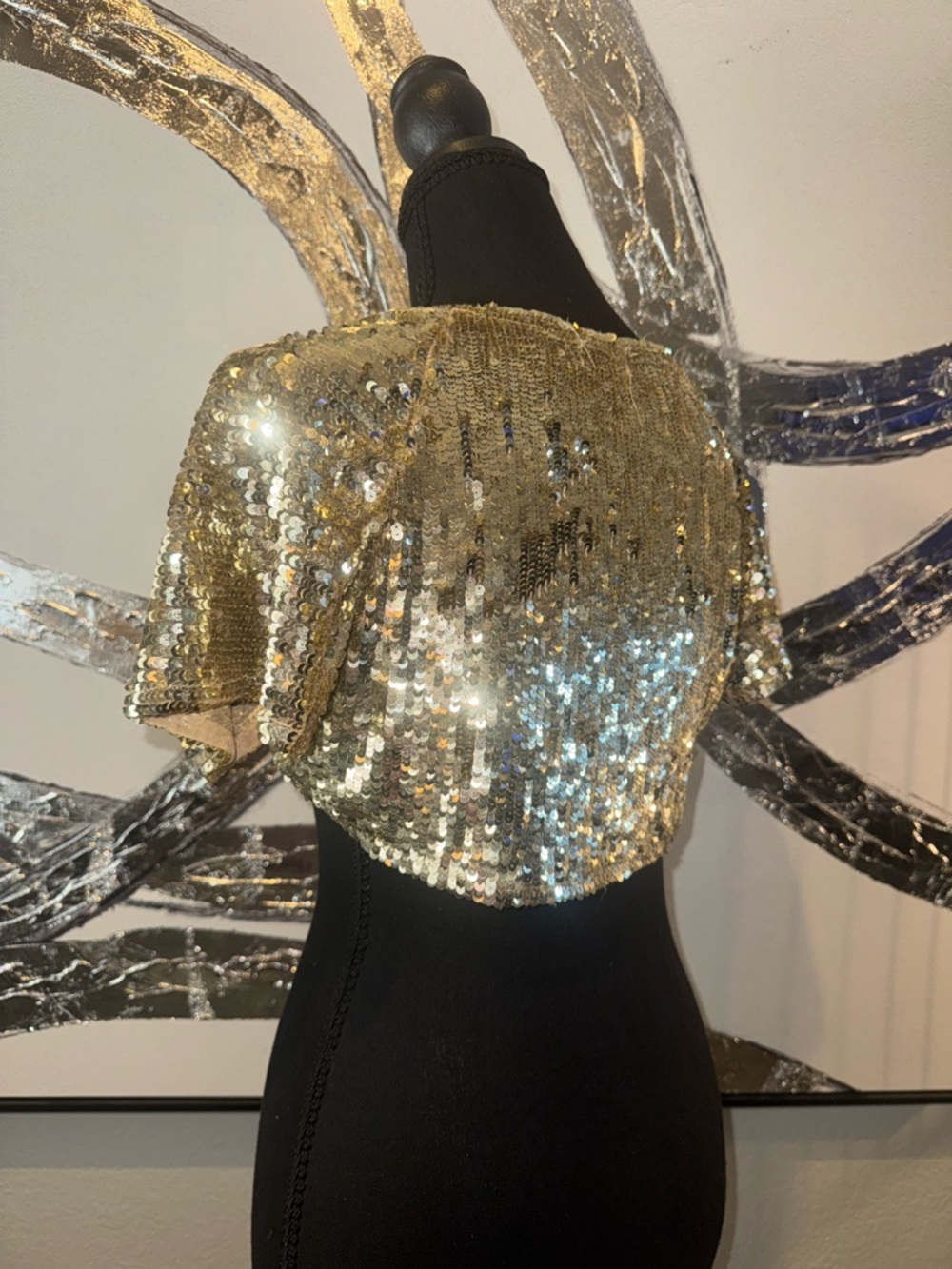 Sequin Crop Top Cardigan - Gold Sparkle